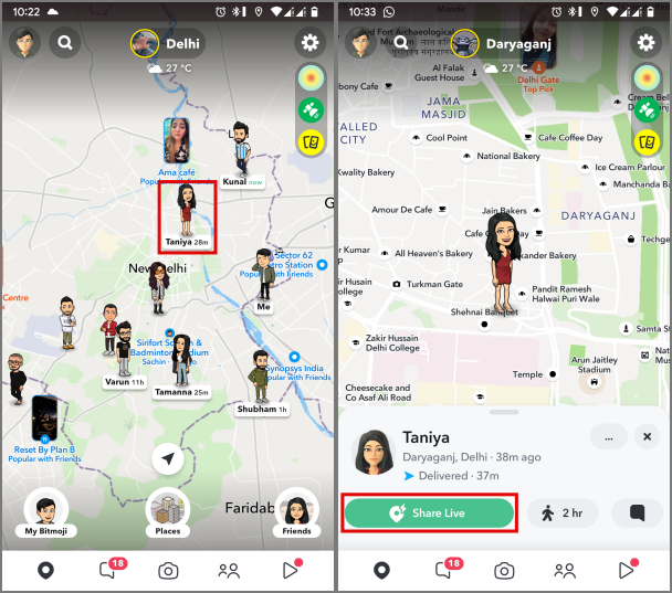 поделиться своим местоположением с другом с помощью Snap Map в Snapchat