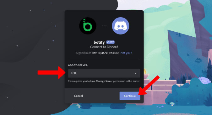 Добавление бота на сервер Discord