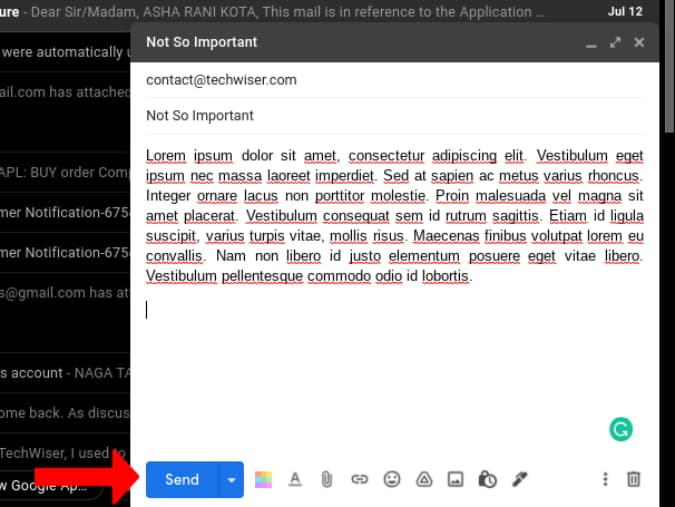 Отправка электронного письма на Gmail