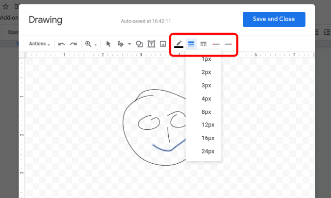 Настройки каракулей в Google Docs