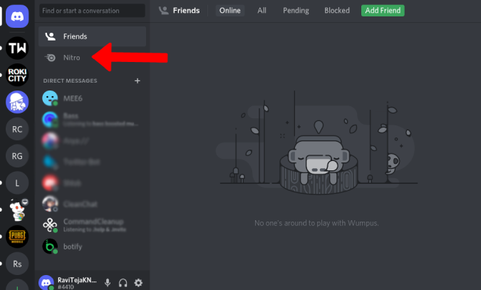 Открытие настроек Nitro в Discord