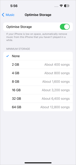 Оптимизируйте хранилище в Apple Music.