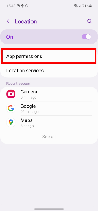 Проверьте разрешения приложения на Android