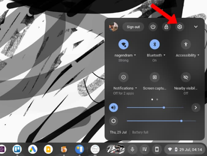 Открытие настроек в Chrome OS