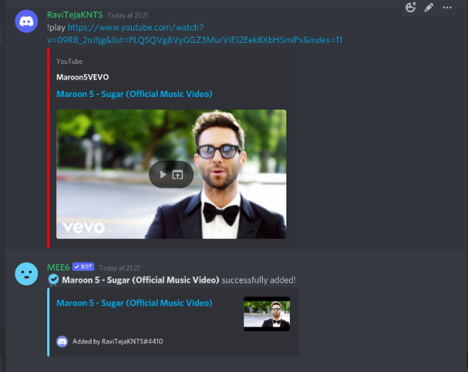 Воспроизведение музыки в Discord с помощью MEE6