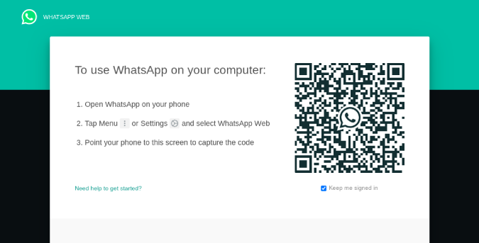 WhatsApp Web показывает QR-код на рабочем столе