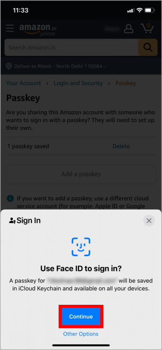 FaceID для паролей Amazon