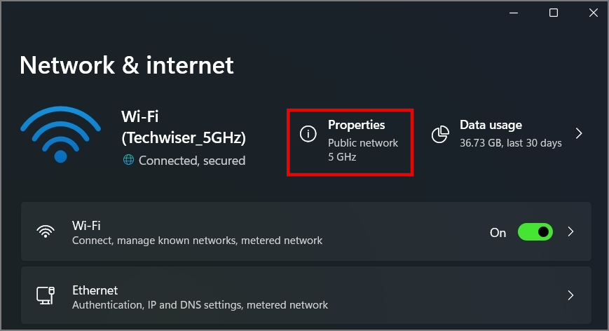 Wi-Fi 5 ГГц подключен к компьютеру с Windows