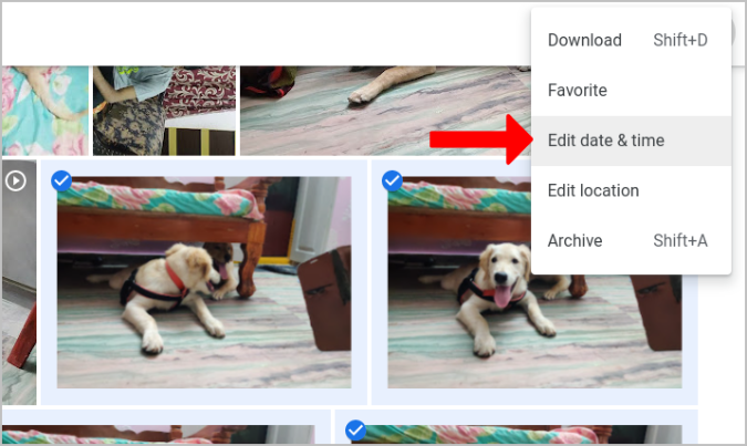 Редактирование даты и времени для нескольких фотографий в Google Фото