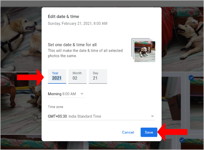 Установка одной даты и времени для нескольких фотографий в Google Фото