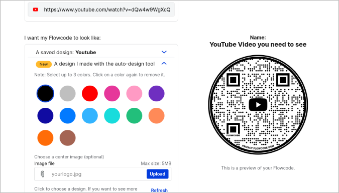 Настройка Flowcode, созданного для видео YouTube