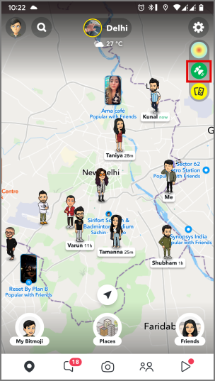 доступ к просмотру со спутника на Snap Map в Snapchat