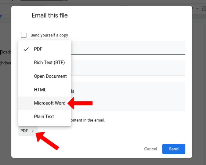 Отправка документов Google в формате Microsoft Word в Gmail