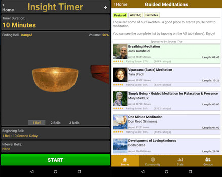 Скриншоты приложения Android Insight Timer