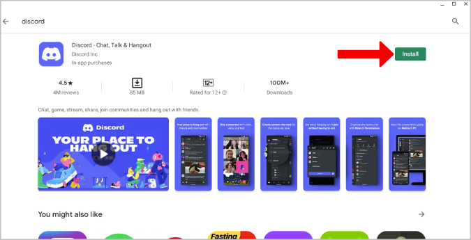 Установка Discord из Play Store на Chromebook