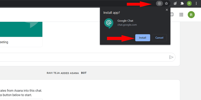 Установка PWA-версии Google Chat