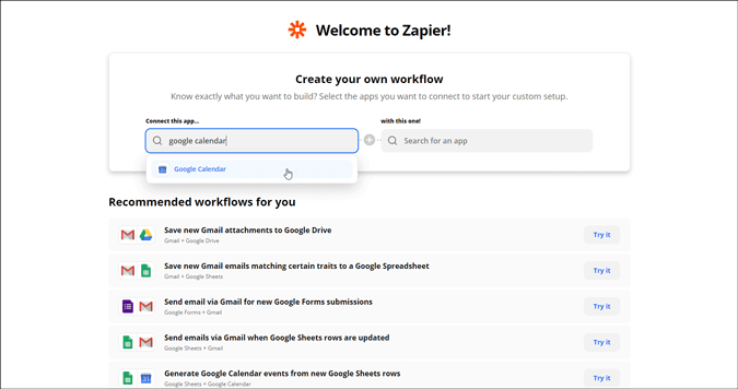 выбирать приложения в zapier