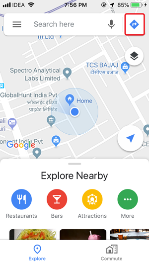 Напоминание о пробках на картах Google iPhone