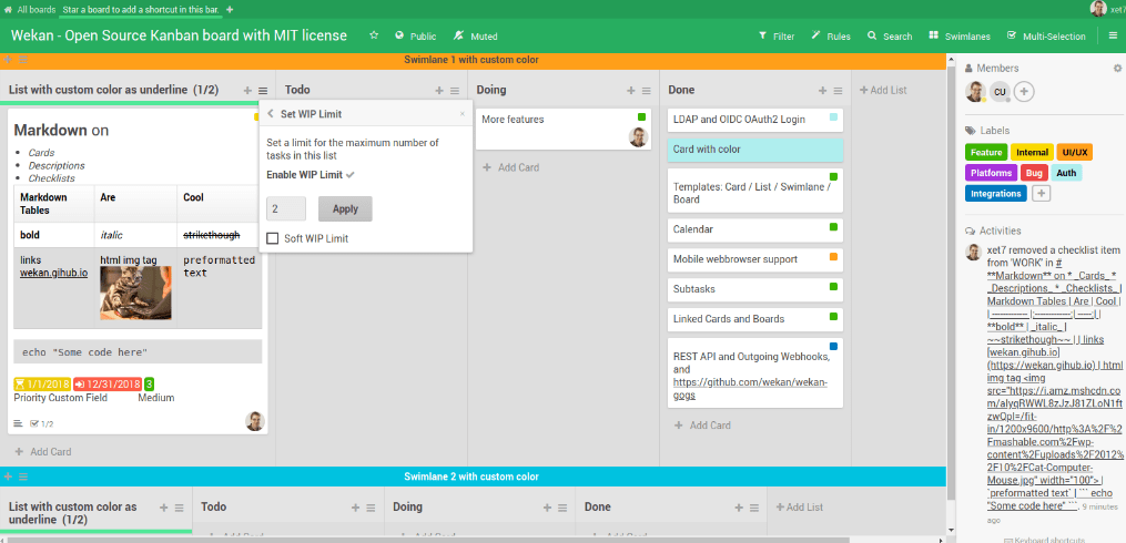 инструмент Wekan Kanban