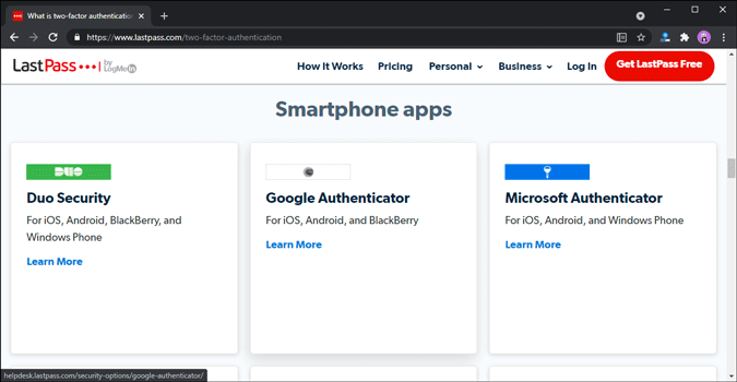 Приложения двухфакторной аутентификации для LastPass