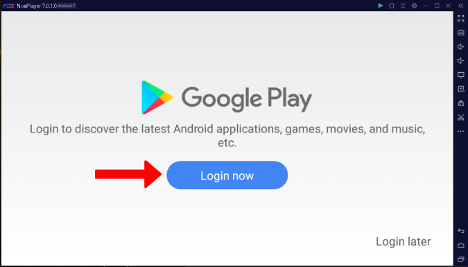 Войдите в учетную запись Google на Nox Player.