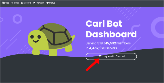 Вход в Discord на Carl Bot