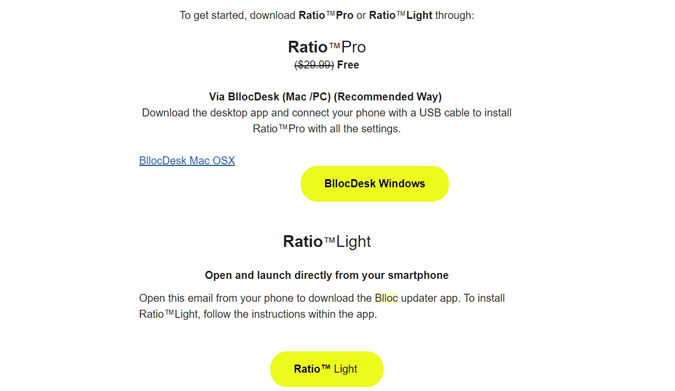 Электронная почта от Blloc с помощью Ratio Pro и Ratio Light