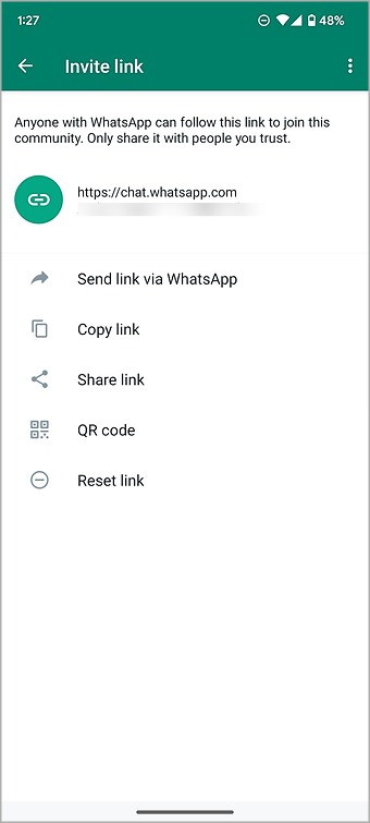 пригласить участников в сообщество WhatsApp на Android