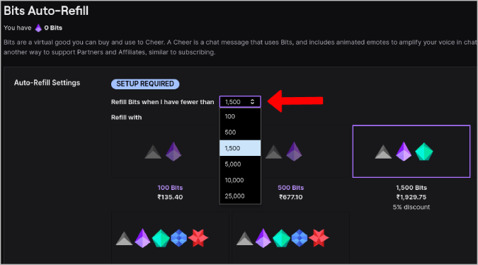 Пополняйте биты, когда у меня меньше вариантов на Twitch