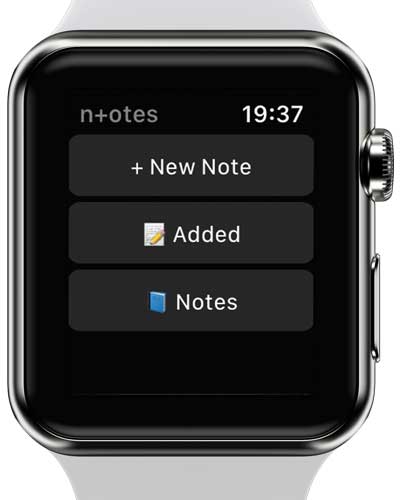 Скриншот приложения «Заметки» на Apple Watch