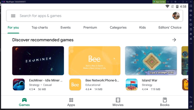 Вход в учетную запись Google, чтобы открыть Play Store на Nox Player.