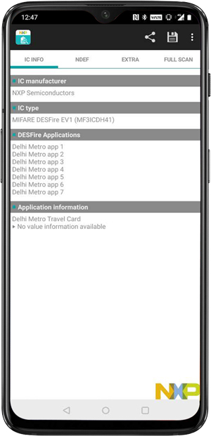 Информация о теге NFC от NXP