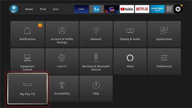 открой мой Fire TV в Fire TV Stick