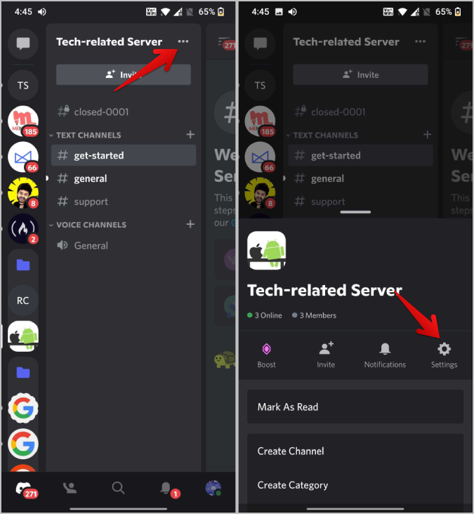 Открытие настроек Discord на мобильном телефоне