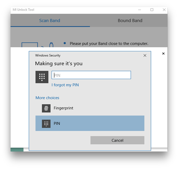 как разблокировать Windows с помощью mi Band — введите PIN-код для аутентификации