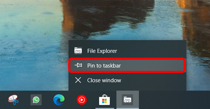 Закрепление проводника Windows 10X на панели задач