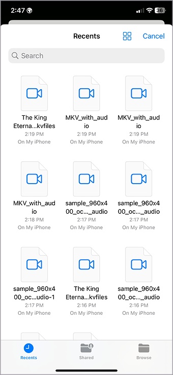 импортировать файл MKV на iPhone