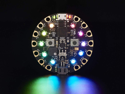 Детская площадка adafruit, экспресс-изображение спереди, со светодиодами RGB