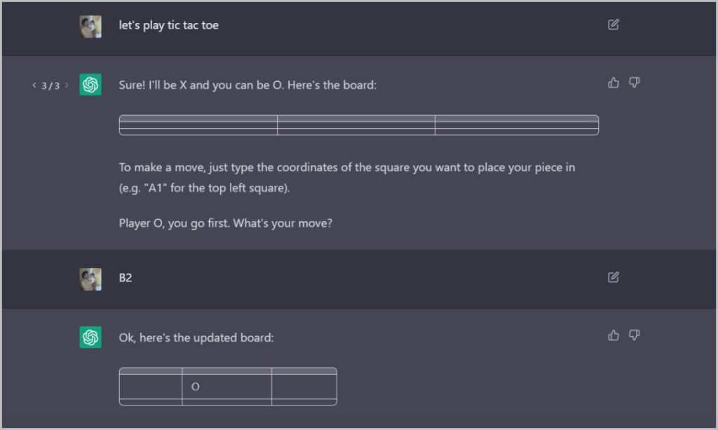 Игра в крестики-нолики с ChatGPT
