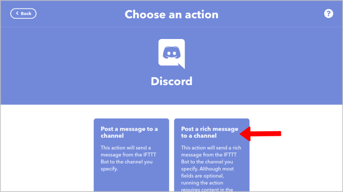 Публикация насыщенного сообщения в Discord с помощью IFTTT