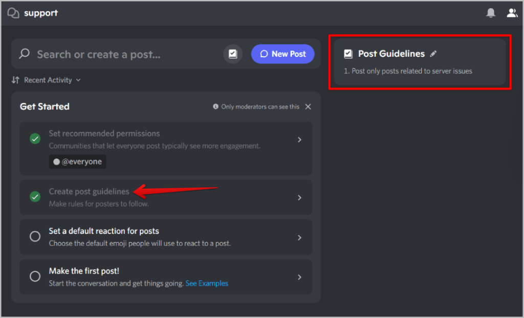 Создание правил публикации в Discord