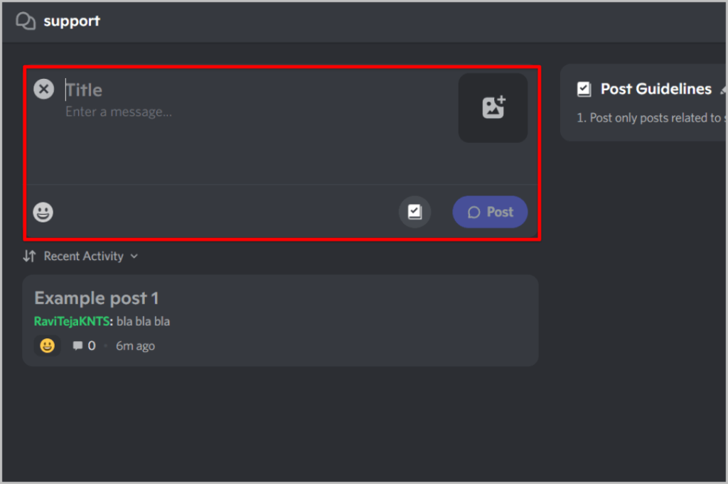 Создание поста на форуме форума в Discord