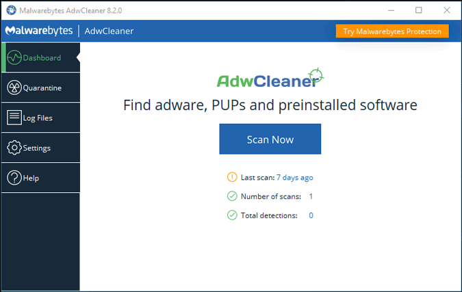 сканировать на наличие рекламного ПО с помощью adwcleaner