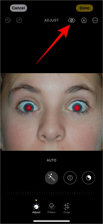 Функция «красных глаз» в Apple Photos