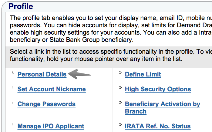 сбросить пароль профиля в интернет-банке SBI