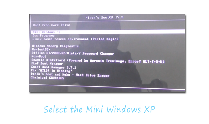 выберите мини-Windows XP