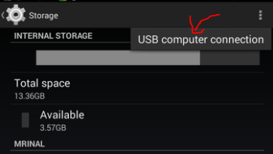 выберите USB-соединения на Nexus 7