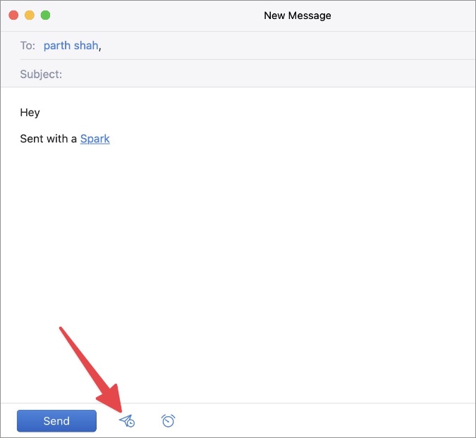 отправить позже в искровой почте на macOS