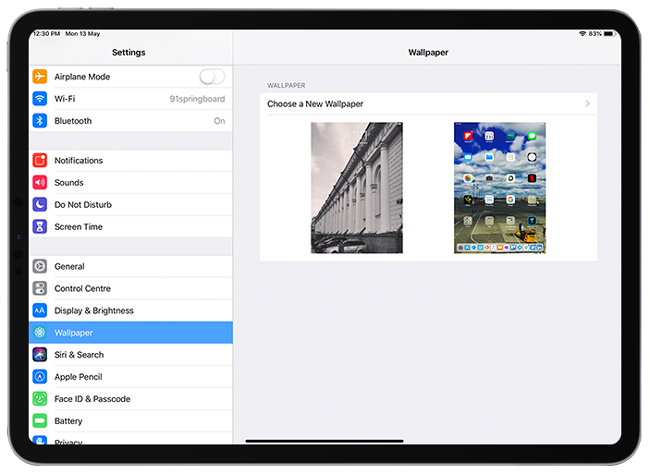 настройки ipad обои