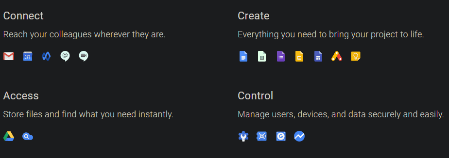 Список приложений G Suite